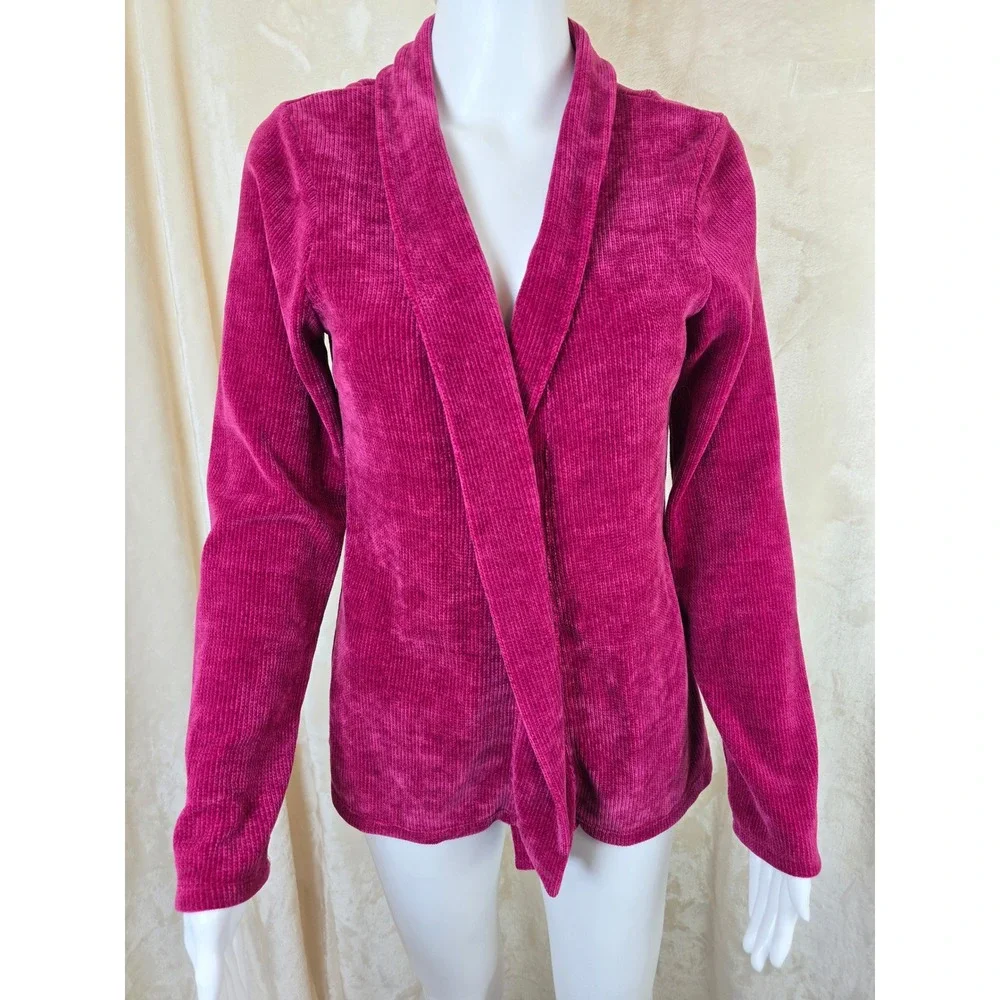3rd + Malt‎ Womens Petite Medium Fuchsia Pink Chenille Corduroy Cardigan